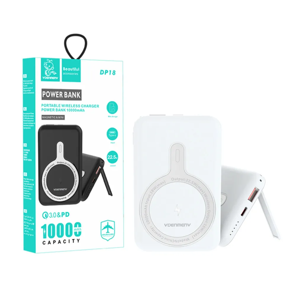 Batterie Externe MagSafe 10000 mAh Denmen DP18 Compacte – 15W – Blanc