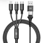 Câble USB 3-en-1 Blue Star tressé noir multi-connecteurs