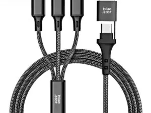 Câble USB 3-en-1 Blue Star tressé noir multi-connecteurs