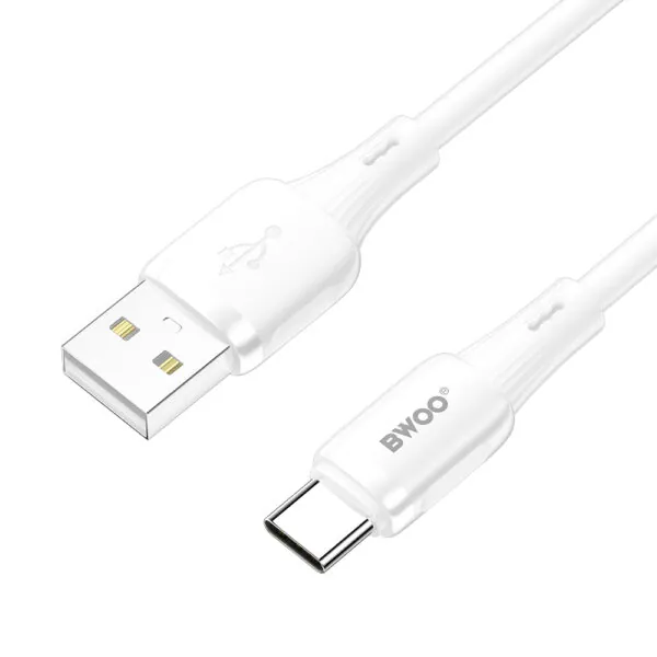 câble usb c 3a bwoo x329c silicone ultra souple – blanc 1 m