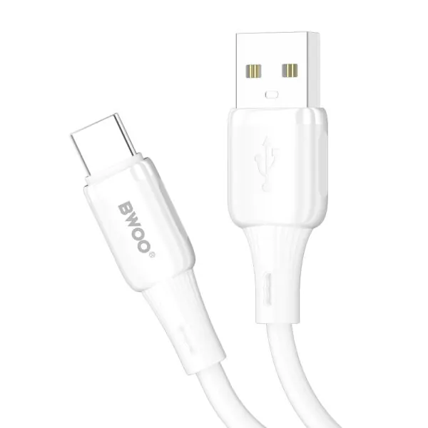 câble usb c 3a bwoo x329c silicone ultra souple – blanc 1 m