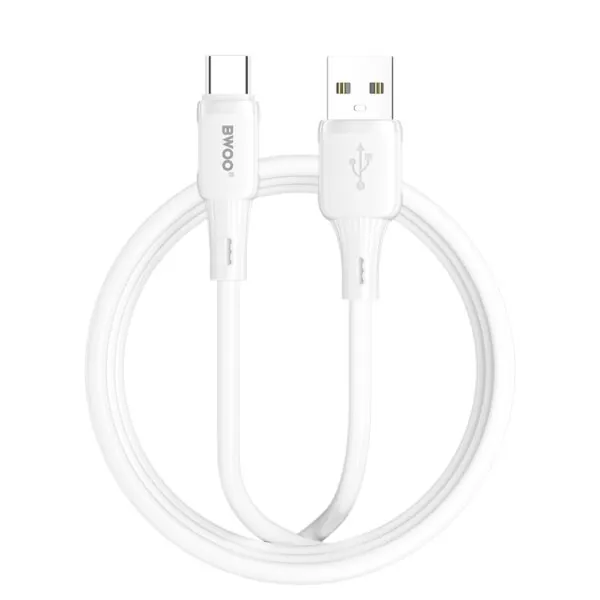 câble usb c 3a bwoo x329c silicone ultra souple – blanc 1 m