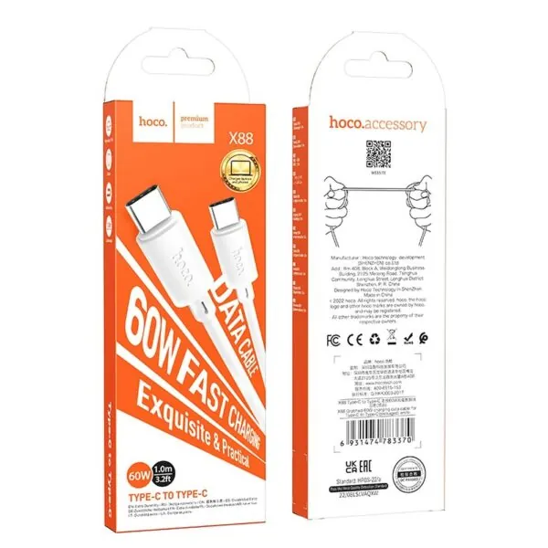 Câble USB-C vers USB-C Hoco X88 charge rapide 60W
