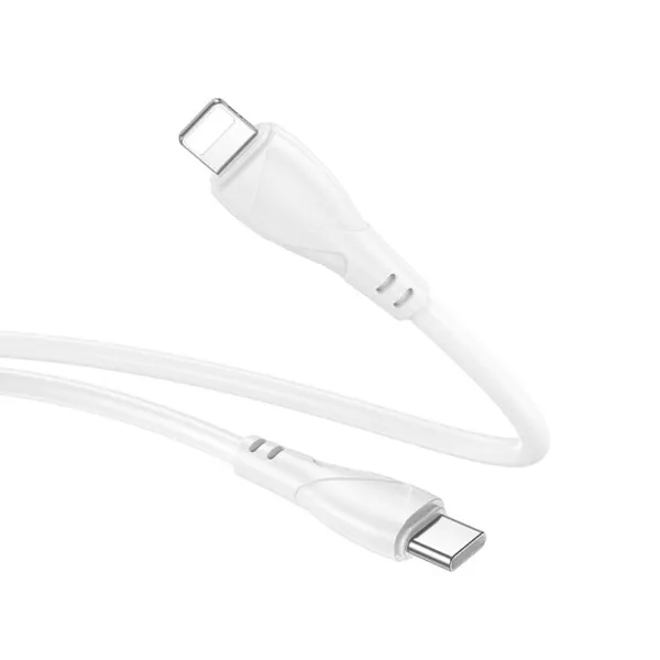 câble usb c lightning 27w borofone bx121 robuste – blanc 1 m