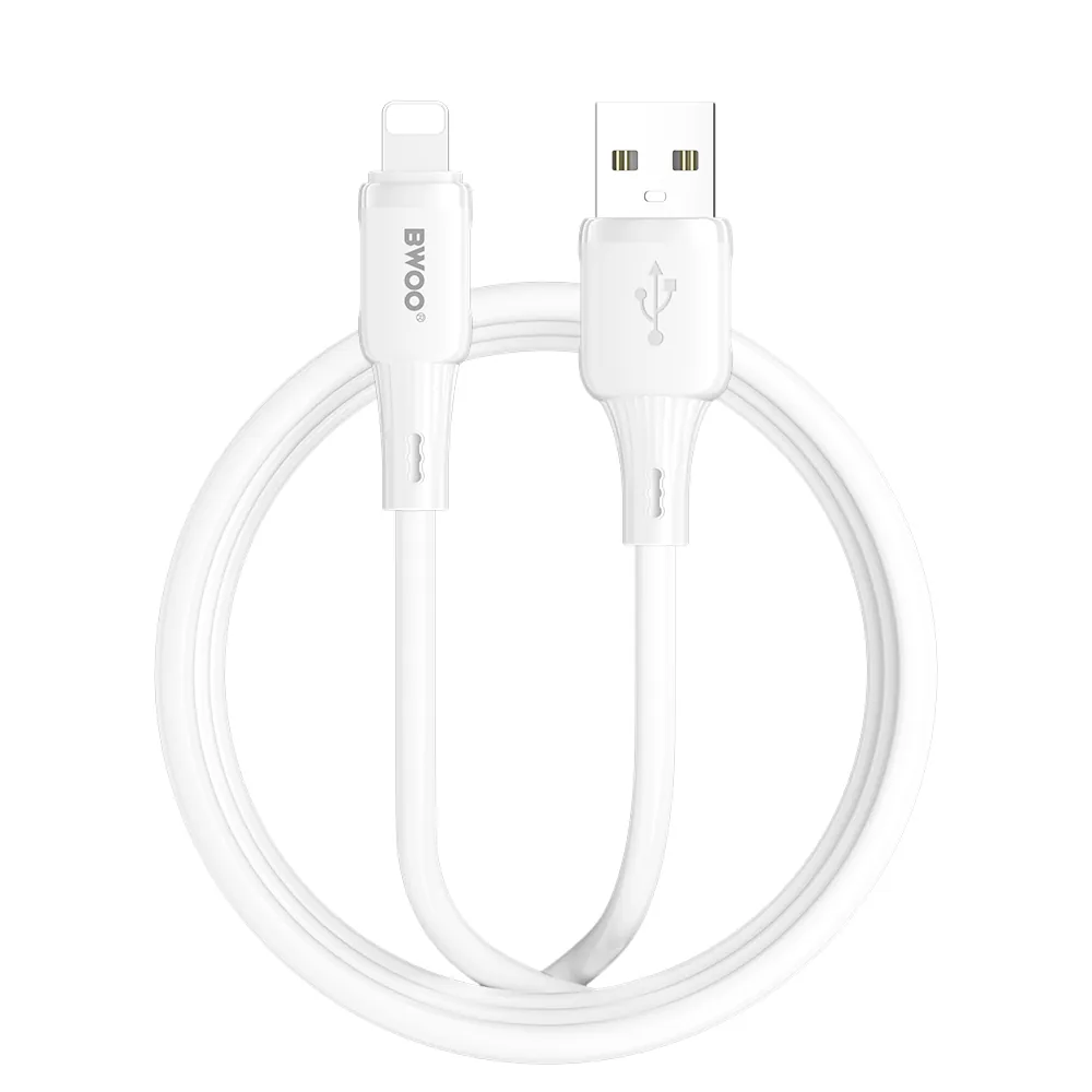 Câble USB Lightning 3A BWOO X329L Silicone Ultra-Souple – Blanc 1 m