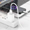 Chargeur USB blanc branchant un smartphone à 31%