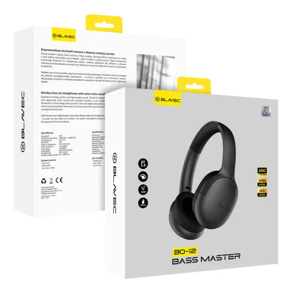 casque bluetooth anc blavec bo 12 bass master – noir
