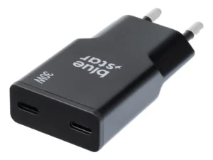 Chargeur secteur USB-C double port 30W Blue Star noir
