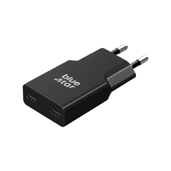 chargeur gan 30w blue star slim ultra fin – 2 usb c, sans câble – noir Chargeur secteur double USB-C noir Blue Star