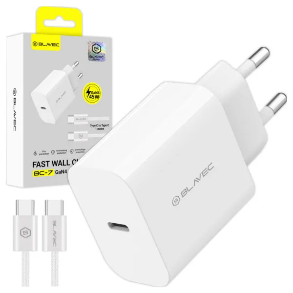 chargeur gan 45w blavec bc 7 – usb c + câble usb c inclus