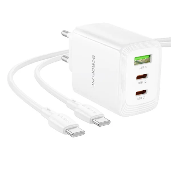 chargeur gan 65w borofone bn32 complet + câble usb c 1 m