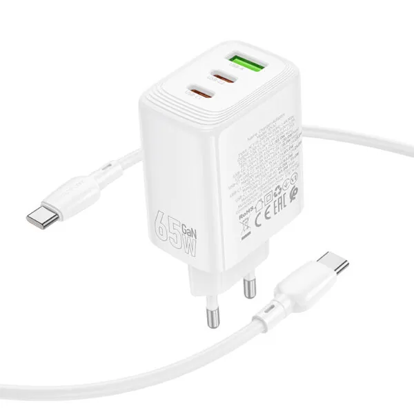 chargeur gan 65w borofone bn32 complet + câble usb c 1 m
