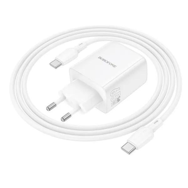 chargeur gan 65w borofone bn32 complet + câble usb c 1 m