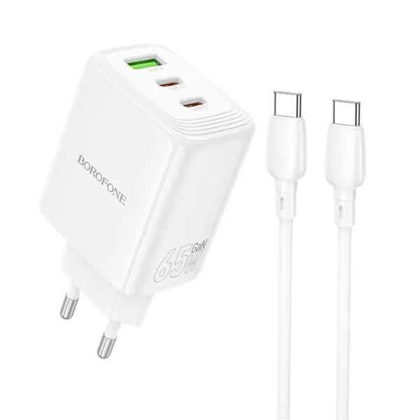 chargeur gan 65w borofone bn32 complet + câble usb c 1 m