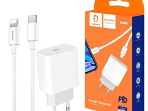 chargeur rapide usb c 20w denmen dc06l + câble lightning 1 m – blanc Kit chargeur rapide Denmen DC06L avec câble USB-C Lightning