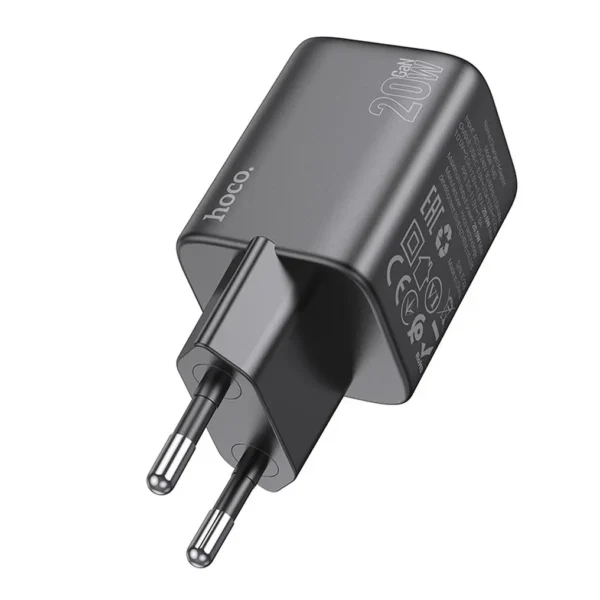Chargeur rapide GaN 20W Hoco noir prise européenne