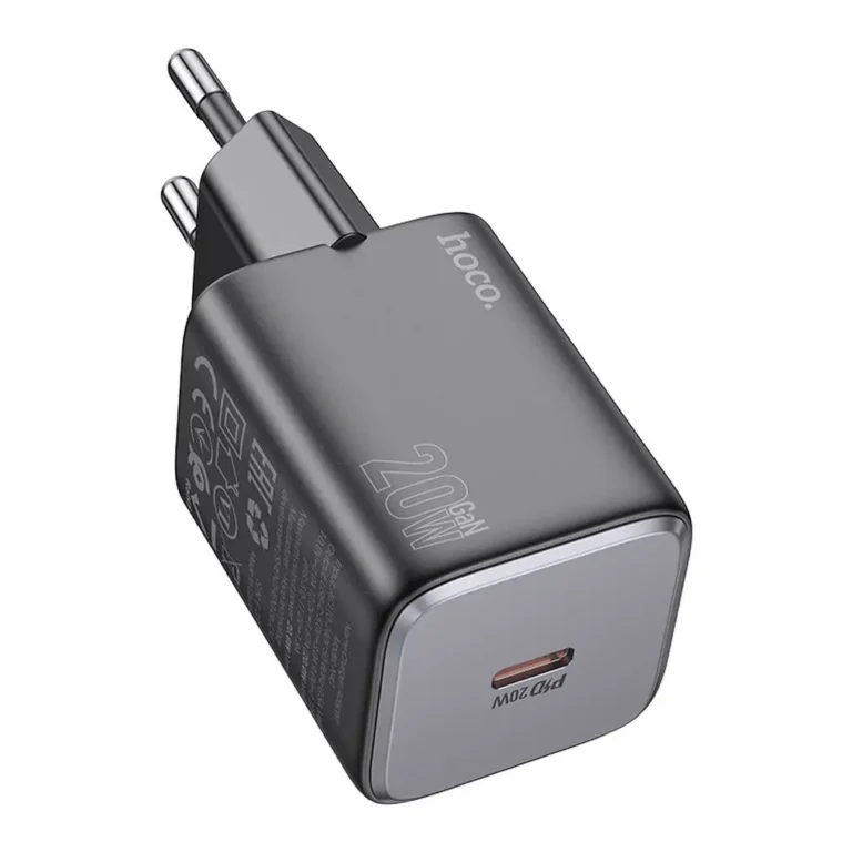 Chargeur rapide Hoco 20W USB-C noir prise européenne