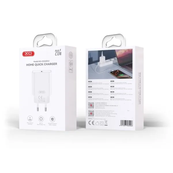 Chargeur rapide maison XO 20W USB-C modèle CE32 EU