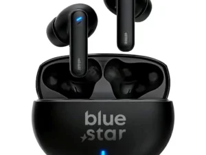 Écouteurs sans fil noirs Blue Star avec boîtier de charge