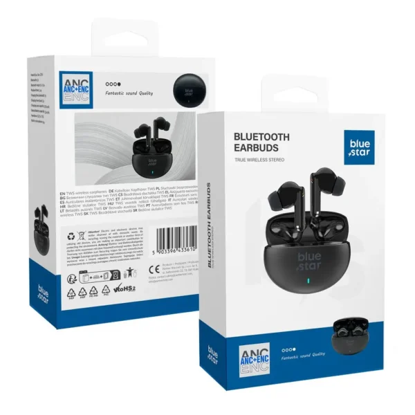 Écouteurs Bluetooth sans fil Blue Star TWS noirs boîte