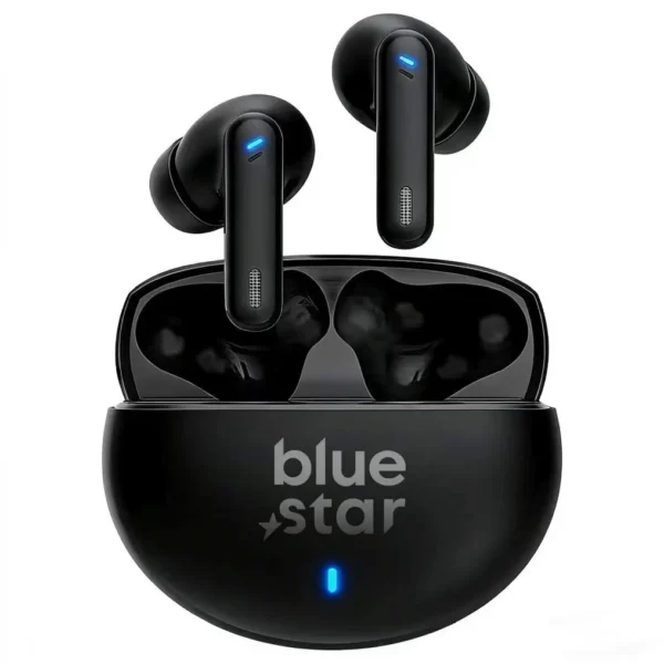 Écouteurs sans fil noirs Blue Star avec boîtier de charge