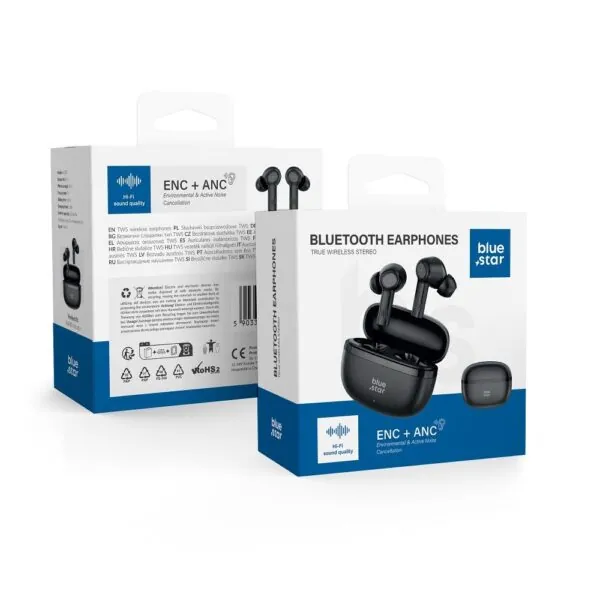 auto draft Écouteurs Bluetooth sans fil Blue Star TWS avec boîtier noir