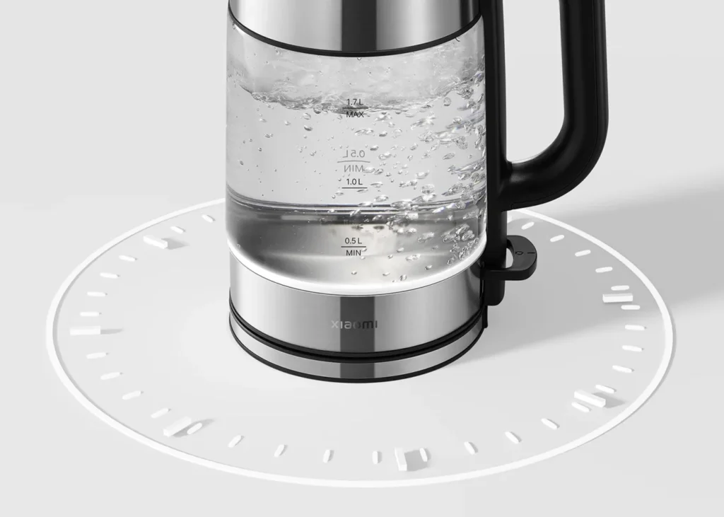 Bouilloire électrique en verre Xiaomi – eau en ébullition et base 360°