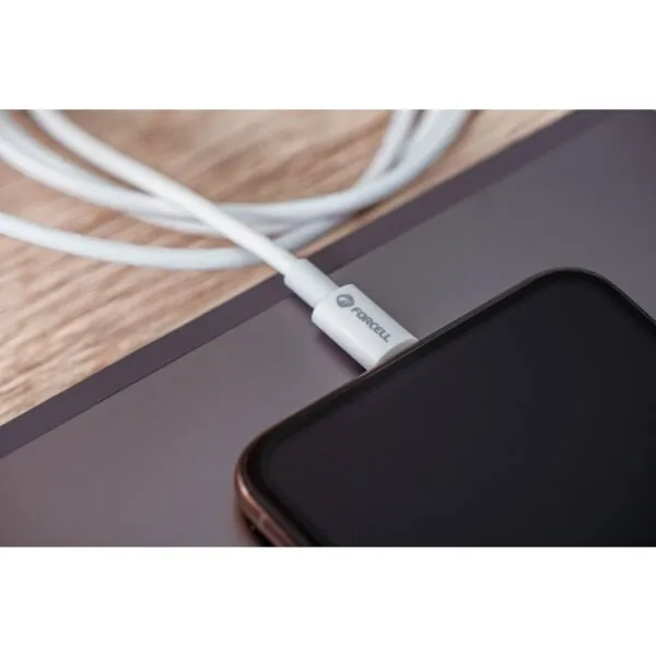 Câble USB-C Forcell F-Energy blanc enroulé