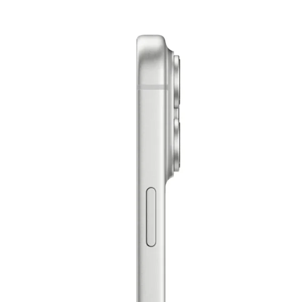 iPhone 17 Pro Max Argent – vue de profil, boîtier aluminium iPhone 17 Pro Max Argent – vue de profil, boîtier aluminium