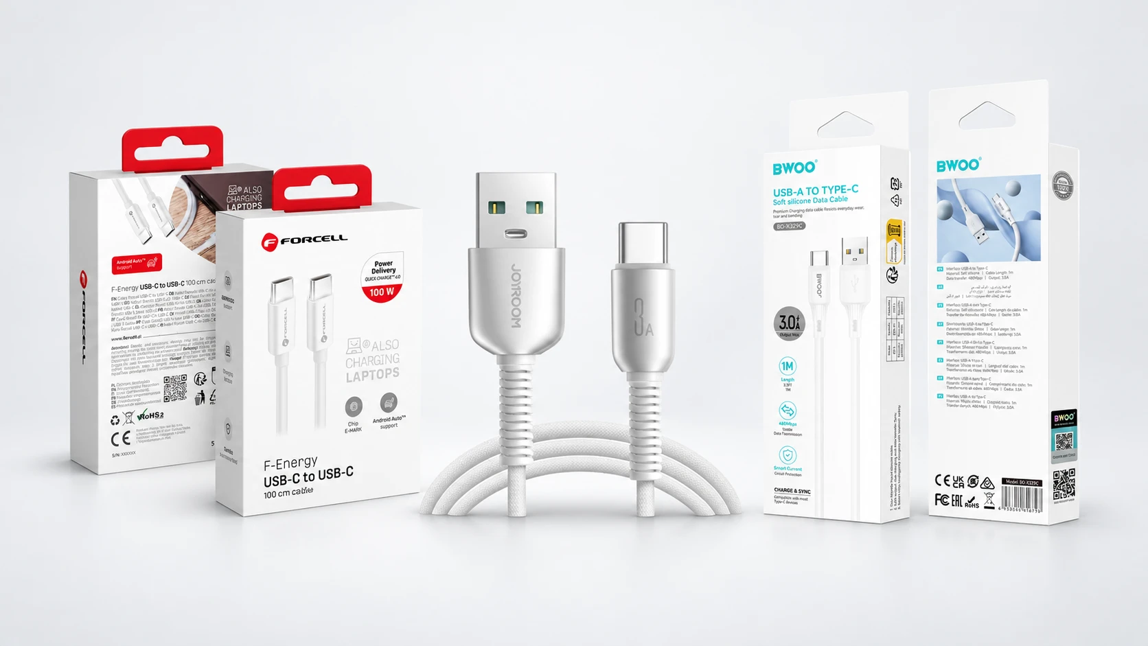 Câbles USB-C Joyroom, Forcell et BWOO
