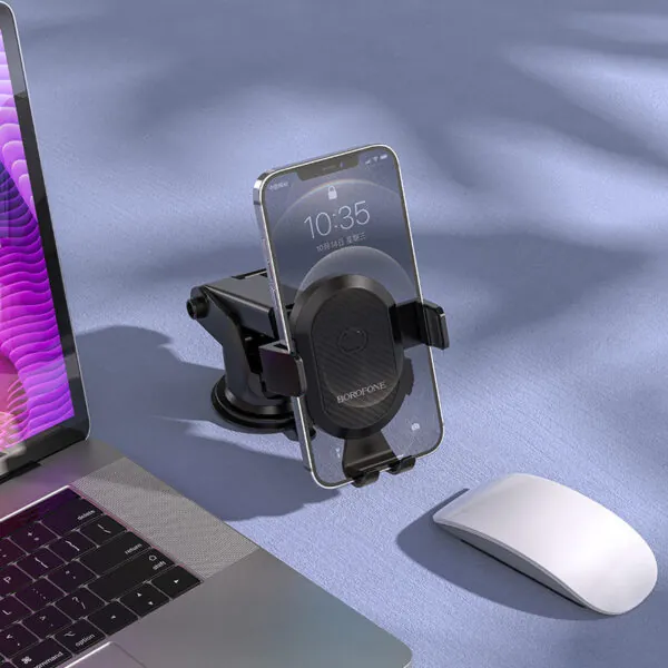 Support téléphone ventouse Borofone utilisé sur un bureau